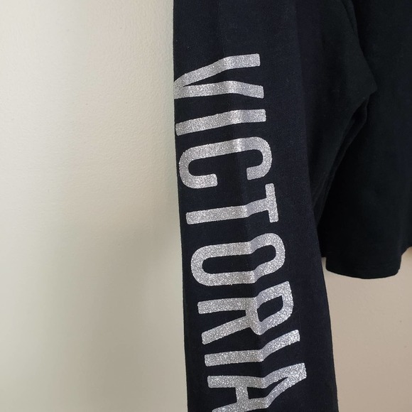 Victoria Sport Black Long Sleeve Casual Crop Top Shirt Women's Size Medium - Picture 4 of 7